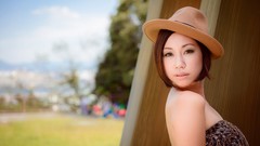Woman hats asians short hair