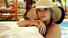 Woman hats blondes swimming pools