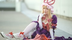 Woman hats blondes touhou yakumo yukari cosplay video games
