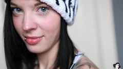 Woman hats blue eyes brunettes piercings