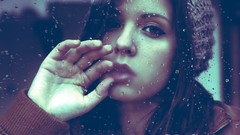 Woman hats brunettes magnetic window panes