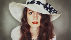 Woman hats brunettes red lipstick