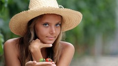 Woman hats clover outdoors blondes