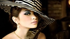 Woman hats eye shadow brunettes