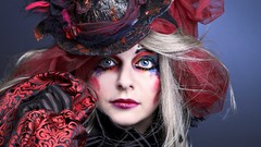 Woman hats faces blondes blue eyes