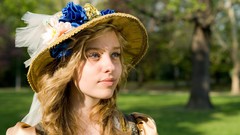 Woman hats faces blondes models