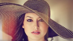 Woman hats faces brunettes