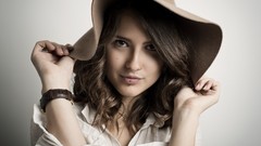 Woman hats faces brunettes piercings