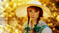 Woman hats faces freckles pigtails redheads