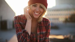 Woman hats faces shirts blondes smiling portraits alysha nett 