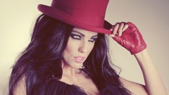 Woman hats gloves faces models Louise Cliffe top hat