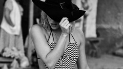 Woman hats grayscale