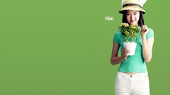 Woman hats green background asians models Korean Simple 
