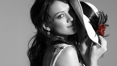 Woman hats Hilary Duff monochrome greyscale selective coloring