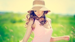 Woman hats long hair brunettes