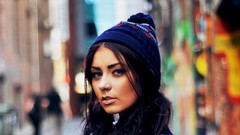 Woman hats long hair brunettes pierced nose