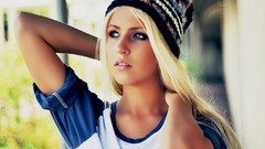 Woman hats outdoors blondes blue eyes models HDR Photography