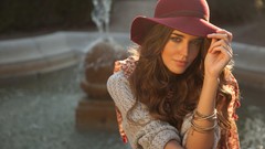 Woman hats outdoors brunettes clara alonso