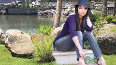 Woman hats outdoors brunettes Claudia Lynx