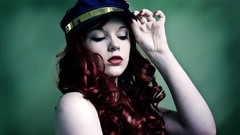 Woman hats pilot curly hair