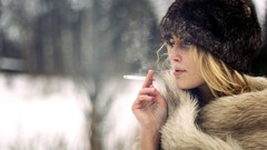 Woman hats smoking blondes cigars