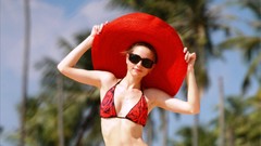 Woman hats sunglasses bikini Irina Buromskih