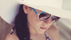Woman hats sunglasses brunettes bikini