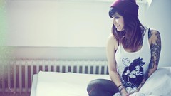 Woman hats tattoos brunettes models