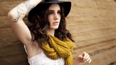 Woman hats tattoos scarfs brunettes