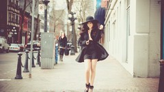 Woman hats walk skirts models