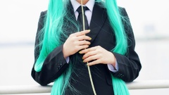Woman hatsune miku vocaloid saya cosplay