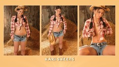 Woman hay Shorts smiling brunettes Kari Sweets