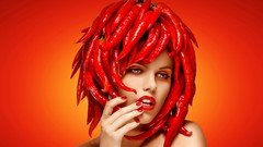 Woman head faces redheads peppers digital art