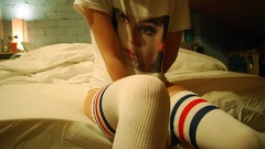 Woman Headless beds legs stockings white stockings body parts