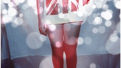 Woman Headless bokeh Union Jack knee socks body parts