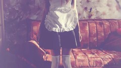 Woman Headless couch knee socks photo filters maidens
