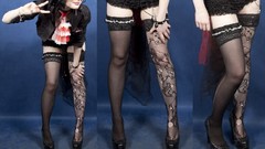 Woman Headless legs stockings lingerie brunettes black lingerie 