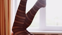 Woman Headless legs stockings striped legwear legs up garters 