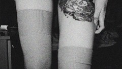 Woman Headless monochrome legs stockings tattoos grayscale