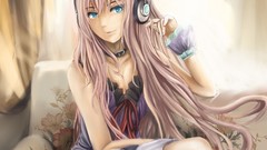 Woman headphones Anime anime girls vocaloid megurine luka
