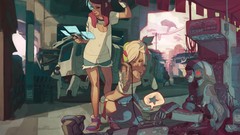 Woman headphones Anime deviantart artwork fantasy art soft 