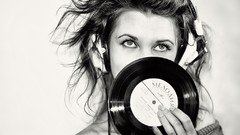 Woman headphones artwork