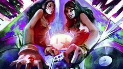 Woman headphones artwork Samkaat