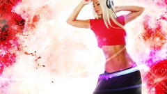 Woman headphones blondes