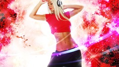 Woman headphones blondes