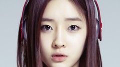 Woman headphones brunettes