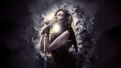 Woman headphones digital art