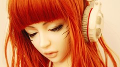 Woman headphones digital redheads