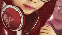 Woman headphones glasses multicolor vectors