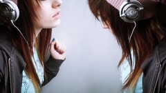 Woman headphones hipster